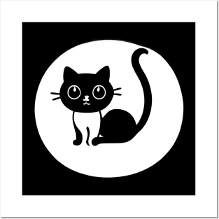 Purrfectly Minimal: Black and White Cat Design Posters and Art